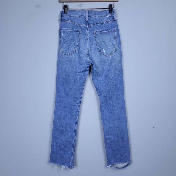Mother Jeans High Waisted Rider Ankle Straight Size 26 Denim Blue Distressed - Picture 2 of 10